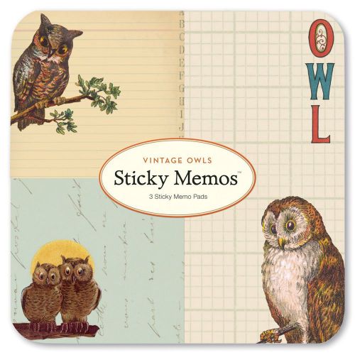 Cavallini &amp; Co. Vintage Owls Sticky Memo Pad Set  / Decorative Post its