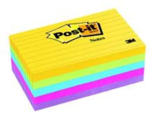 Post-it Notes 3&#039;&#039; x 5&#039;&#039; Ultra Colors Ruled 5 Count