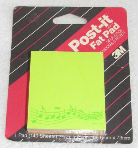 NEW! VINTAGE 1992 3M POST-IT NOTES FAT PAD MUSICAL NOTES 140 NEON COLOR SHEETS