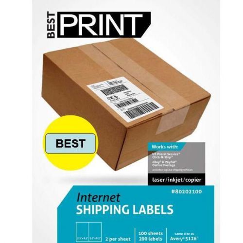 Best Print White Self Adhesive Labels Half Sheet 8.5 x 5&#034; 2 Per Sheet 800pk