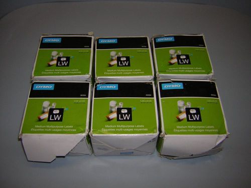 Lot of 6 DYMO LabelWriter Medium Multipurpose Labels 30334 White 1,000 per Roll