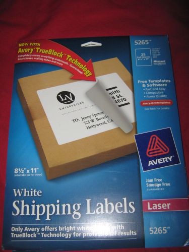 Avery Shipping  Labels, Full Sheet,  , 8-1/2&#034;   x   11&#034;,    25/PK     White