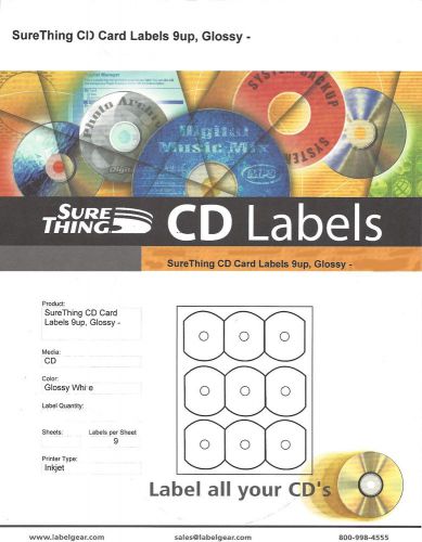 CD BUISNESS CARD CD LABELS 9 UP GLOSSY - 250 LABELS (FREE SHIP)