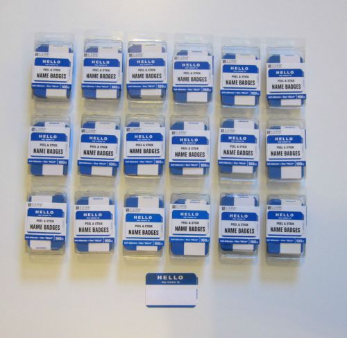 1800 BLUE &#034;HELLO MY NAME IS&#034; NAME TAGS LABELS BADGES STICKER PEEL STICK ADHESIVE