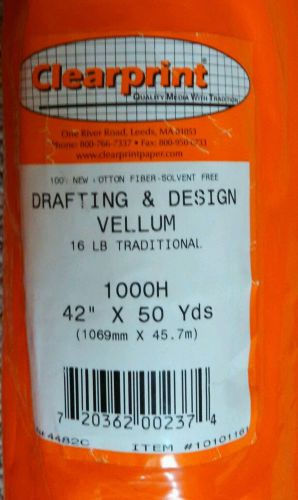 1/2 roll clearprint 1000h series 42&#034; x 50yd  vellum roll. see description. for sale