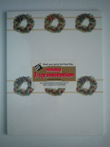 *NEW* ~ 50 EAST-TO-PRINT HOLIDAY &#034;CHRISTMAS WREATHS&#034; 2-UP INVITATIONS