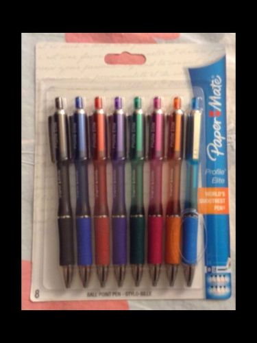 Paper Mate Profile Elite Bold Point Retractable Ballpoint Pens, 8 Colored Ink Pe
