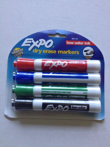 EXPO MARKERS 4CT PACK BASIC COLORS CHISEL TIP (80174)