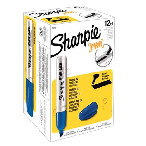 Sharpie King Size Marker Pen Chisel Tip Blue 1 Box