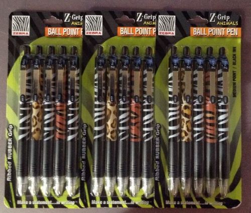 3 Pack Of Zebra Pen Corporation ZEB22805 Z Grip Animals 5Pk Retractable Pens