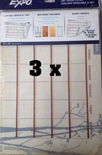 3 X Expo Dry Erase One Month Calendar Cling, Easy Setup, Repositionable