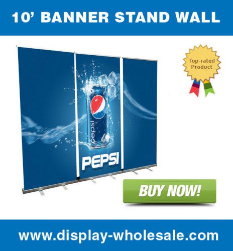 10&#039; Retractable Roll Up Banner Stand Wall + free vinyl print