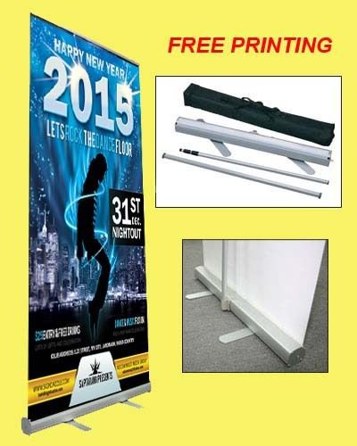 33x79 Retractable Roll Pop Up Banner Stand  Sign Display -  Free Print