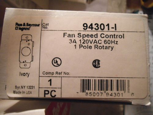 Pass &amp; Seymour Ivory Rotary ON/OFF Ceiling Fan Speed Control 3 Amp 94301-I-  NEW