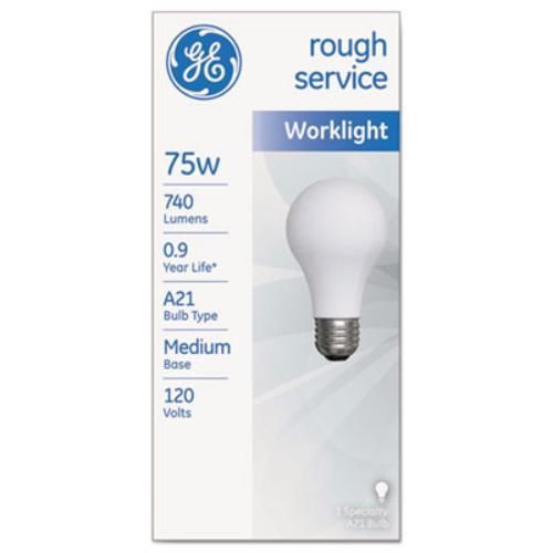Sli Lighting 18274 Rough Service Incandescent Worklight Bulb, A21, 75 W, 1230 Lm