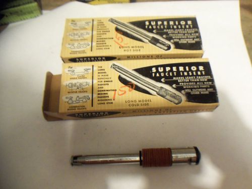 Vintage NOS New Old Stock Superior Long Model Cold &amp; Hot Side Faucet Inserts