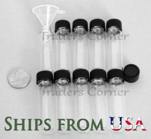10pc 2 oz gold prospecting mineral placer gold glass vials, tweezer and funnel for sale