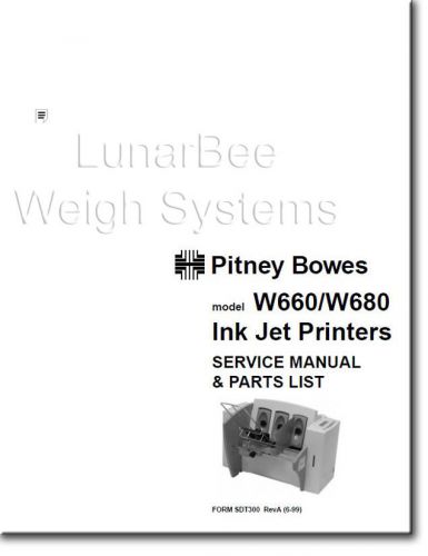 Pitney Bowes W660 W680 DA500 DA550 9K Printer Repair Service &amp; Parts Manual