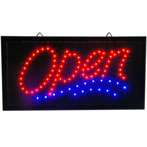 New Bright LED neon Animated OPEN Store Business Shop Sign Blue Red Light 19x10