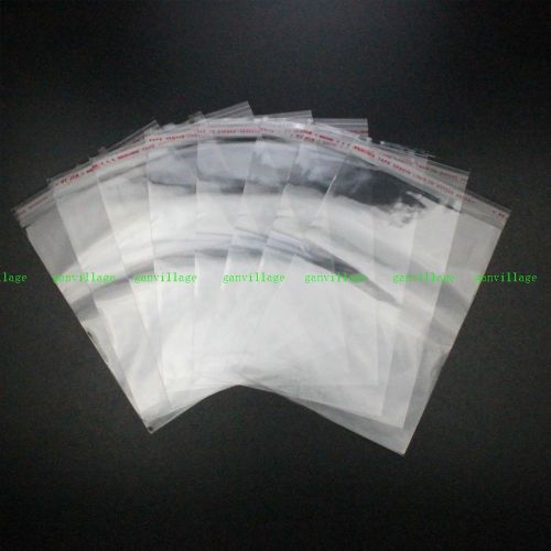 100 clear self adhesive seal plastic packing bag jewellery display 10x (14+2)cm for sale