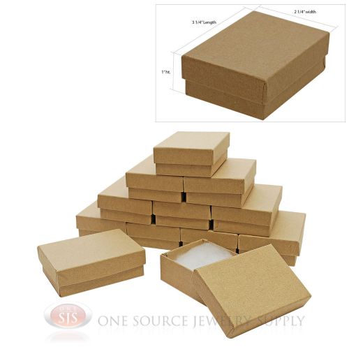 12 brown kraft cotton filled jewelry gift boxes 3 1/4&#034; x 2 1/4&#034; bracelet box for sale
