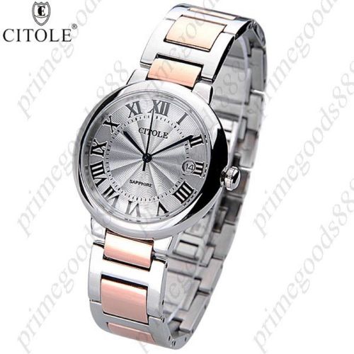 Stainless Steel Date Quartz Wrist Wristwatch Free Shipping Women&#039;s Silver Gold