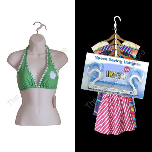 Flesh female torso mannequin form for s-m sizes + 2 free space savers hangers for sale