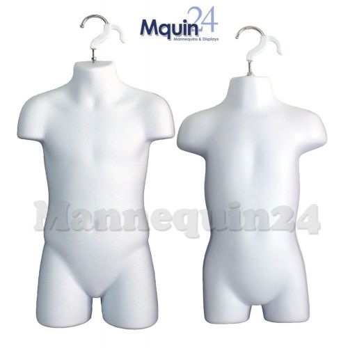 White Child and Toddler Body Mannequin Form w/Hook for Hanging - Hollow Back