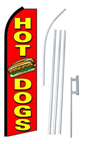 HOT DOG SWOOPER FLAG  SET WITH POLES 38&#034; BY 138&#034; NEW IN OPENED BOX