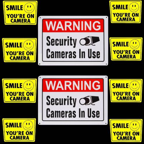 METAL SECURITY CAMERA IN USE WARNING YARD SIGNS+SMILE YOUR ON CCTV VIDEO STICKER