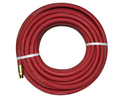 1/4 x 25 feet  goodyear red rubber air hose 1/4&#034; npt/free quick coupler set for sale