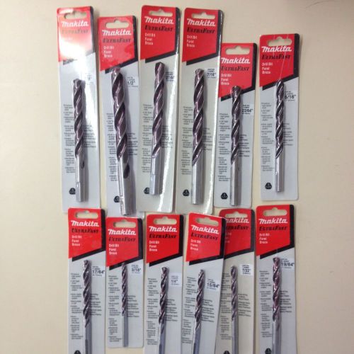 Makita drill bits (12 total)  3/16&#034; through 1/2&#034; for sale