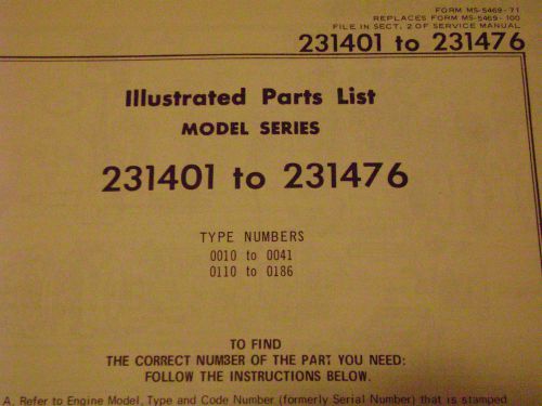 briggs and stratton parts list model series 231401 to 231476