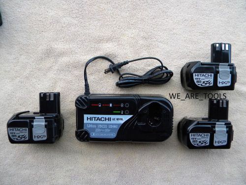 3 hitachi ebm1830 18v 3.0 ah lit-ion batteries,uc18yrl 7.2 - 18v charger 18 volt for sale