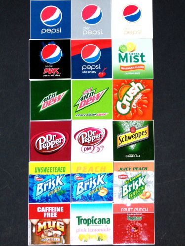 BEVERAGE STICKERS-LABELS (ASSORTED) FOR SERVEND 424 PUSH BUTTON POST MIX VALVE