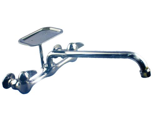 Aqua Plumb Chrome Wall Mount Faucet 12&#034; Spout Heavy Duty with Soap Dish # 600280