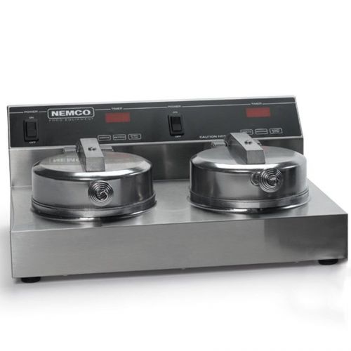 Nemco 7&#034; dual waffle baker maker cast aluminum w/ silverstone 120v 7000-2s for sale