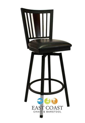 New steel city metal swivel bar stool with black frame &amp; black vinyl seat for sale