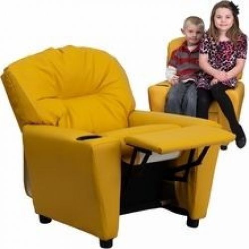 Flash furniture bt-7950-kid-yel-gg contemporary yellow vinyl kids recliner with for sale