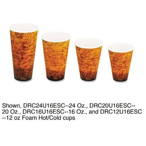 Dart® Foam Hot/Cold Cups, 20oz, Brown/Black, 500/Carton