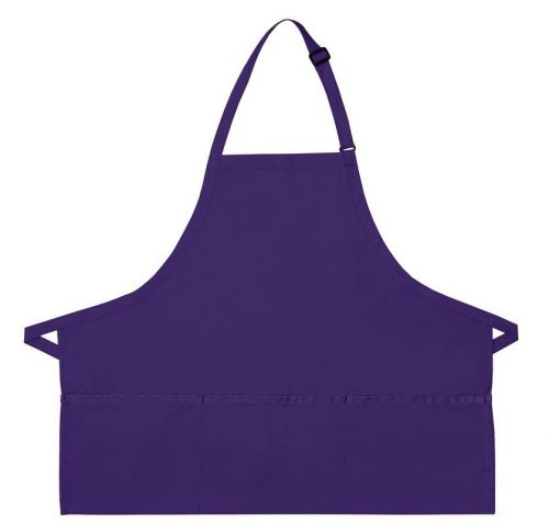 Purple bib apron 3 pocket craft restaurant baker butcher adjustable usa new for sale