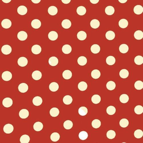 Red Background, Cream Dots Gift Wrapping Paper, Counter Roll, 500mm x 50m
