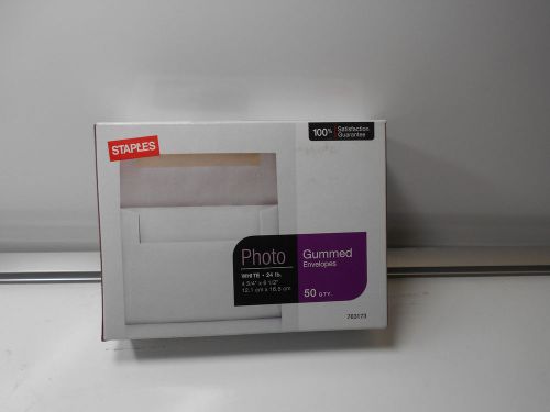 Staples Photo Envelopes, White, 4.75&#034; X 6.5&#034;, Pack of 50 Envelopes