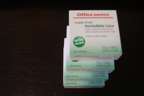 New Office Depot® Brand Invisible Tape, 3/4&#034; x 1000&#034;, 4 Rolls
