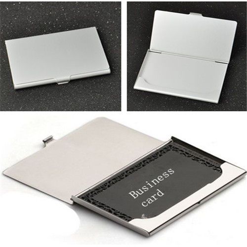 Charm Business Name Credit ID Card Holder Stainless Steel Pocket Metal Box Case