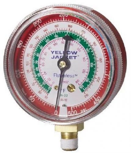 Ritchie yellow jacket 49001 - 2-1/2in red pressure gauge, 0-500 psi, r-12/22/502 for sale