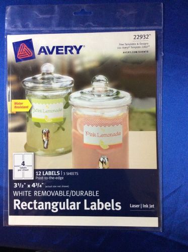 Avery 22932 Print to the Edge White Removable / Durable Rectangular 12 Labels
