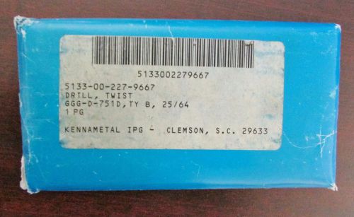 Pack of (6) KENNAMETAL 5133 00 227 9667 25/64 Carbide Drill Bit GGG D 751D TY B