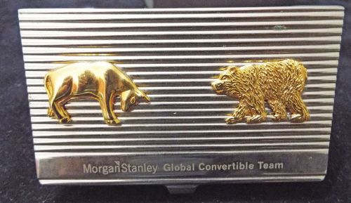 Morgan Stanley  Global Convertible Team Business Card Case  Gold Bear and Bull
