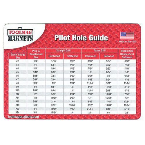 Toolmag magnetic pilot hole chart for sale